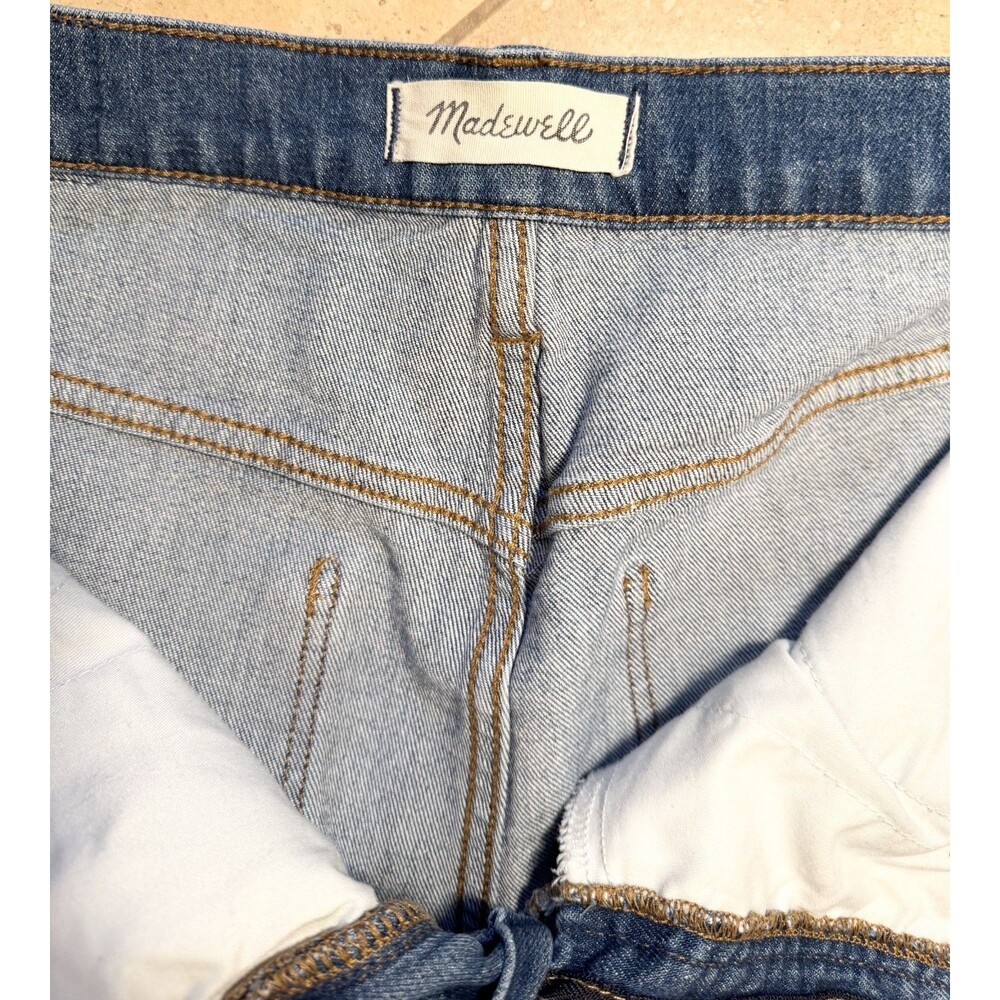 Madewell Wide-Leg Crop Jeans Medium Finney Wash Size 31 Raw Hem Light Distress - Picture 10 of 12